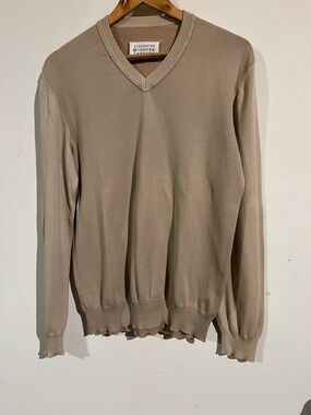 Maison Martin Margiela Taupe V-Neck Men's Sweater
